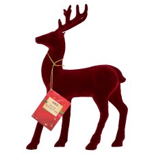 Tesco Burgandy Flocked Stag Room Decoration