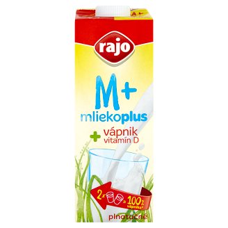 Rajo Mliekoplus trvanlivé plnotučné mlieko s vápnikom 1 l