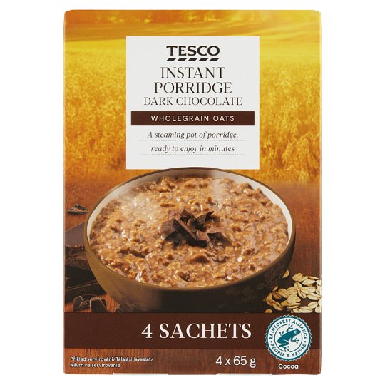 Tesco Instantná ovsená kaša s čokoládou 4 x 65 g (260 g)