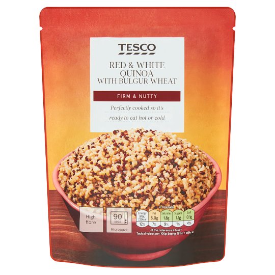 Tesco Varená zmes bielej quinoi, pšeničného bulguru a červenej quinoi 250 g