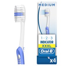 Oral-B 123 Indicator Medium Manual Toothbrush, Gentle On Teeth And Gums, 4 Counts