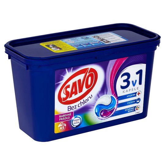 Savo Bez chlóru na farebné oblečenie gélové kapsuly na pranie 45 praní 1215 g