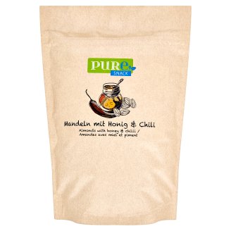 Pure Snack Pražené plátky blanšírovaných jadier mandlí s medom, soľou a s príchuťou chilli 125 g