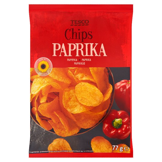 Tesco Smažené zemiakové lupienky s paprikovou príchuťou 77 g