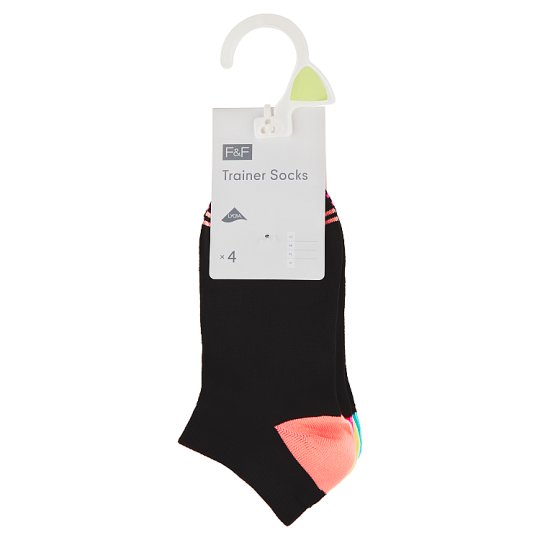 image 1 of F&F Trainer Socks 4 Pieces in a Pack, 36-38.5, Black
