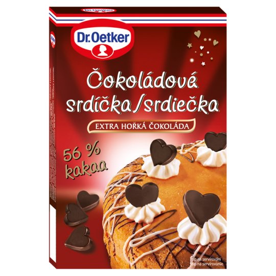 Dr. Oetker Čokoládové srdiečka extra horká čokoláda 45 g
