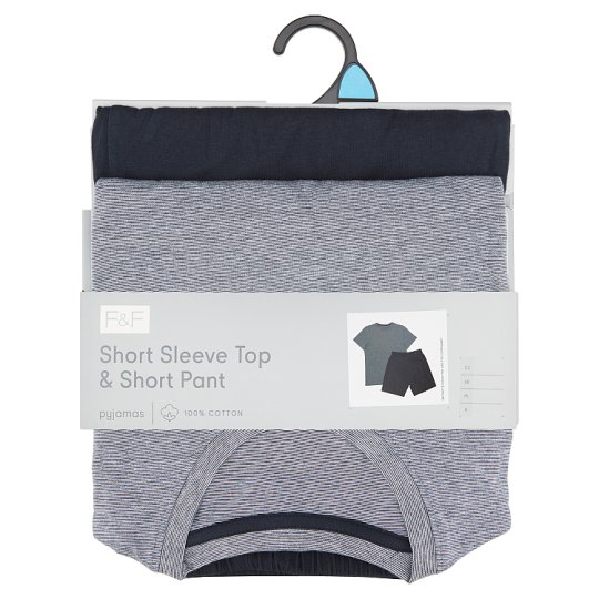 image 1 of F&F Mens Basic Dark Blue Pyjamas with Short Sleeves, 1 pc in a Pack, XL, Dark Blue