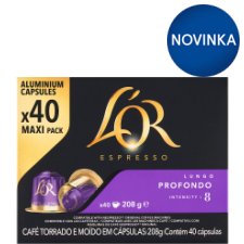 L'OR Espresso Lungo Profondo Roasted Ground Coffee 40 Capsules 208 g