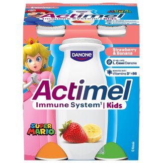 Danone Actimel Kids jogurtové mlieko s vitamínmi B6 a D - banánovo-jahodové 4 x 100 g