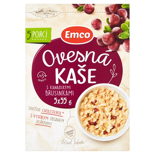 Emco Ovsená kaša s kanadskými brusnicami 5 x 55 g