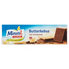MinusL Maslové sušienky polomáčané v mliečnej čokoláde bez laktózy 125 g