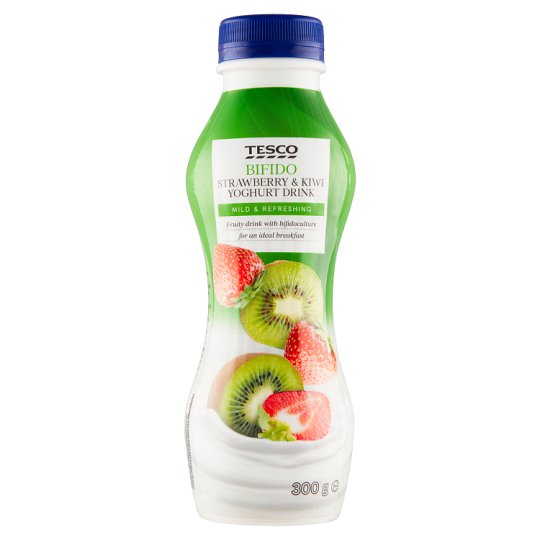 Tesco Bifido jogurtový nápoj s príchuťou jahôd a kivi 300 g