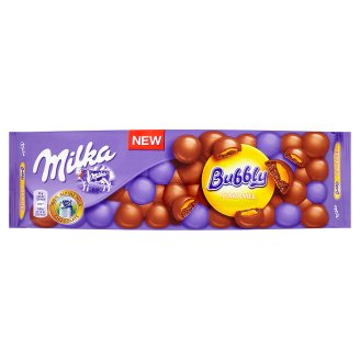 Milka Bubbly caramel mliečna čokoláda z alpského mlieka s karamelovou náplňou 250 g