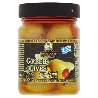 Kaiser Franz Josef Exclusive Grécke zelené olivy plnené sušenými paradajkami v oleji 230 g