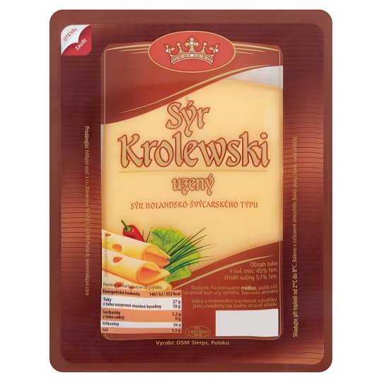 Krolewski Prírodný polovrdý udený syr plátky 100 g