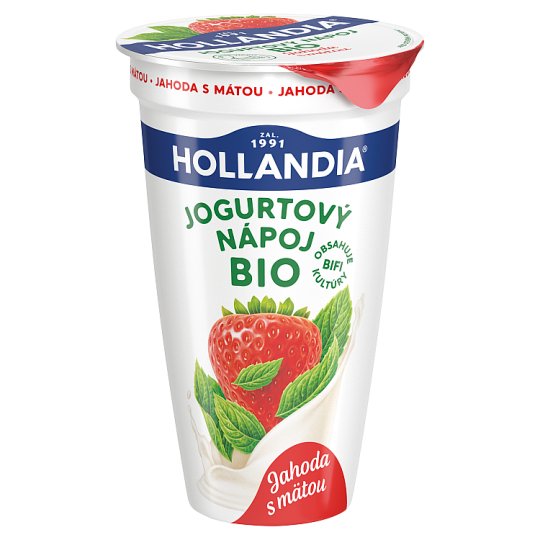 Hollandia Bio BiFi drink jahoda s mätou 230 g
