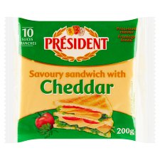 Président Cheddar tavené plátky so syrom 10 x 20 g (200 g)