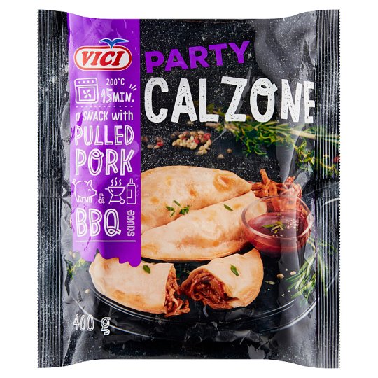 Vici Party Calzone Pizza Snack with Mozzarella, Pulled Pork, BBQ Sauce 400 g Tesco Groceries