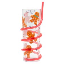 Tesco Gingerbread Swirly Straw Glass 350 ml