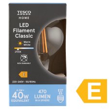 Tesco Home LED Filament Classic 4.2W E27 Warm White 1 pc