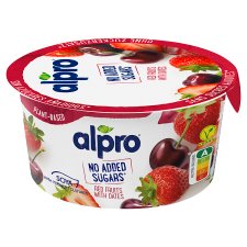 Alpro sójová alternatíva jogurtu bez pridaného cukru višňa-jahoda-datle 135 g