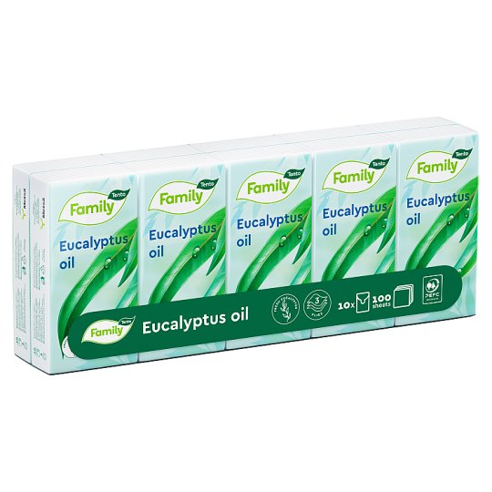 Tento Family Sensitive Eucalyptus Oil hygienické vreckovky 3 vrstvové 10 x 10 ks