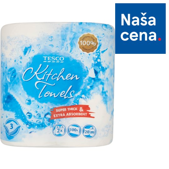 Tesco Kuchynské utierky 3 vrstvy 2 kotúče