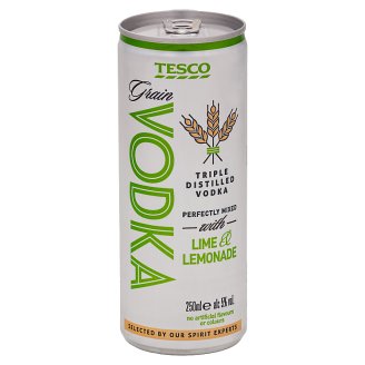 Tesco Grain Vodka with Lime & Lemonade 250 ml