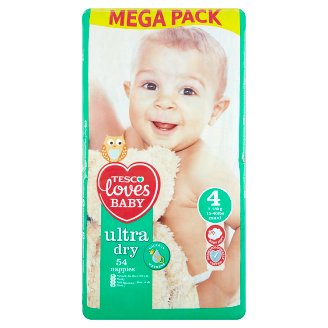 Tesco Loves Baby Ultra Dry Plienky 4 maxi mega balenie 54 ks