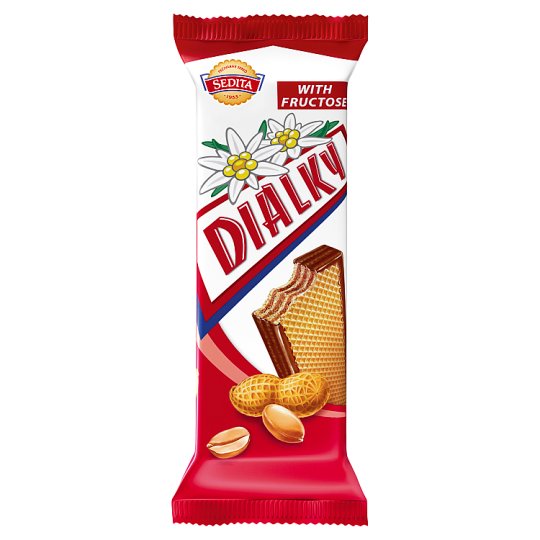 Sedita Dialky Wafers with Peanut Cream Filling with Fructose in Cocoa Glaze 40 g