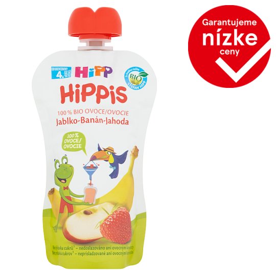 HiPP HiPPiS Bio 100 % ovocie jablko-banán-jahoda 100 g