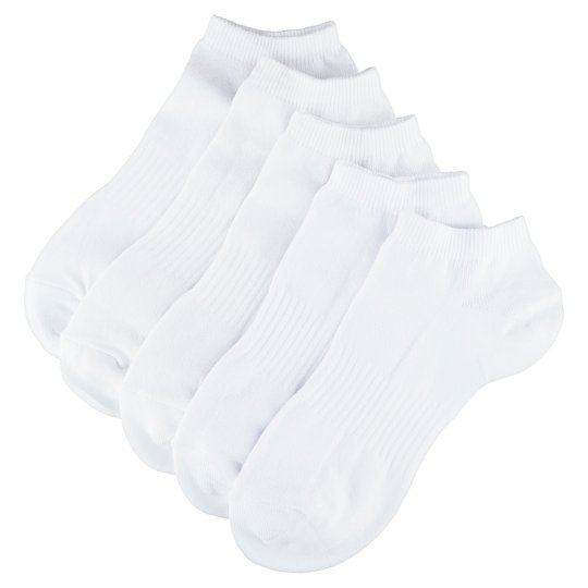 F&F Womens 5 Pack Black Sport Sock SM, White Tesco Groceries