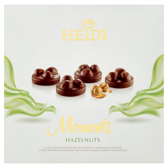 Heidi Moments Pralinky z mliečnej čokolády s celými karmelizovanými lieskovými orieškami 142 g