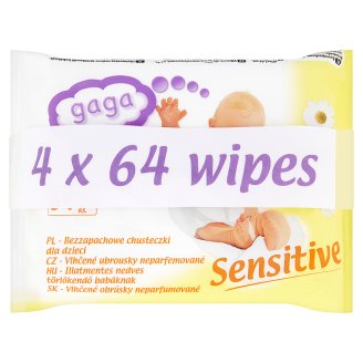 Gaga Premium Sensitive vlhčené obrúsky neparfumované 4 x 64 ks