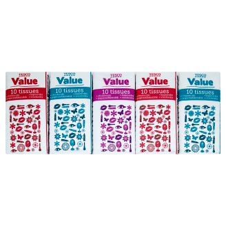 Tesco Value Papierové vreckovky 2-vrstvové 10 x 10 ks