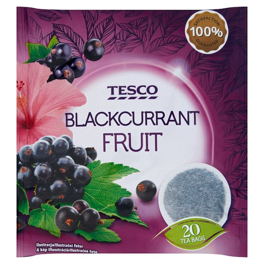 Tesco Ovocný čaj s príchuťou čiernych ríbezlí aromatizovaný porciovaný 20 x 2 g