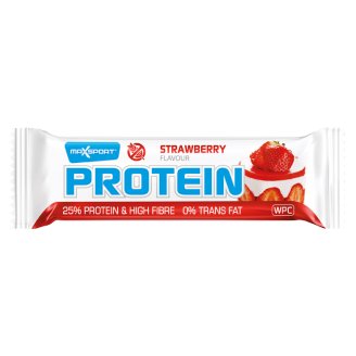 MaxSport Proteínová tyčinka s jahodovou príchuťou v bielej poleve 60 g