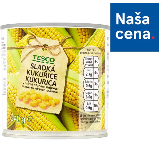 Tesco Sladká kukurica v mierne slanom náleve 340 g
