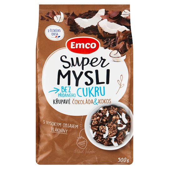 Emco Super Mysli Bez cukru čokoláda & kokos 500 g