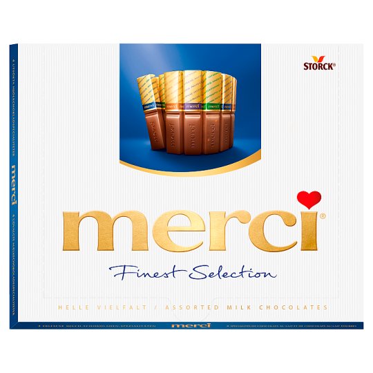 Merci 4 druhy mliečnych čokoládových špecialít 250 g