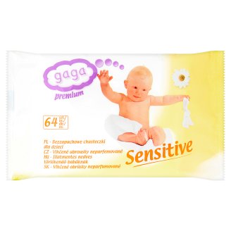 Gaga Premium Sensitive vlhčené obrúsky neparfumované 64 ks