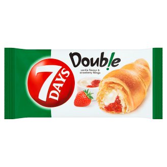 7 Days Double Croissant s náplňou s vanilkovou príchuťou a s jahodovou náplňou 60 g
