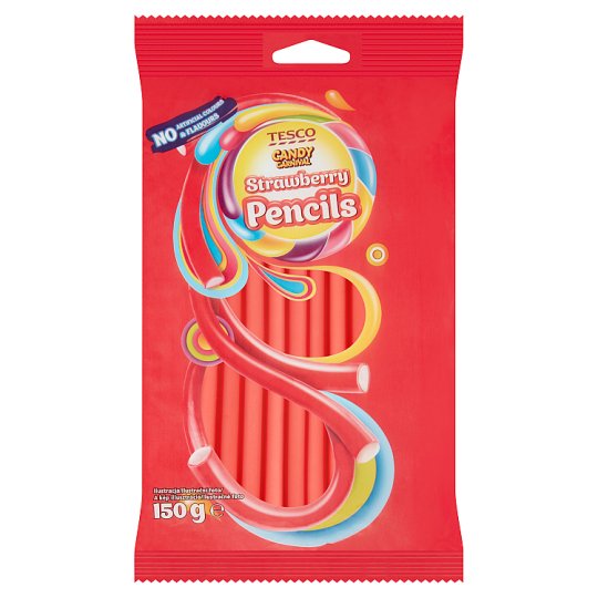 Tesco Candy Carnival Strawberry Pencils želé cukríky s ovocnou príchuťou 150 g