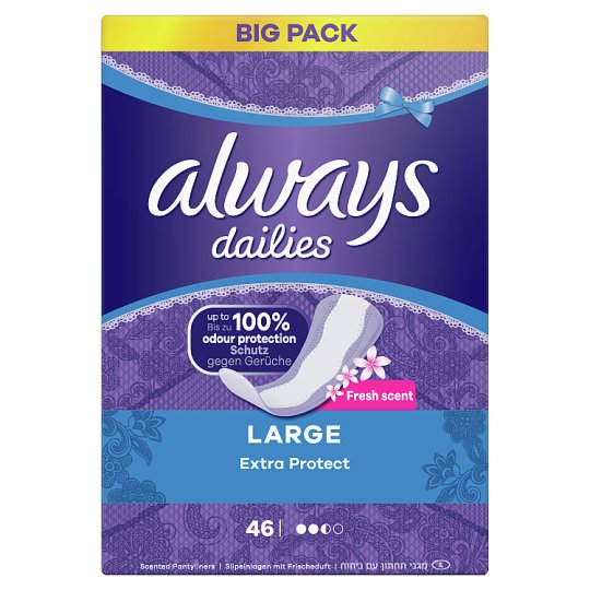 Always Dailies Large Fresh LNG DEO ONMM Extra Protect Panty Liners x46 ...