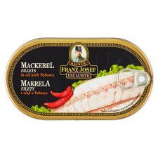 Franz Josef Kaiser Exclusive Makrelové filety v rastlinnom oleji s tabascom 170 g