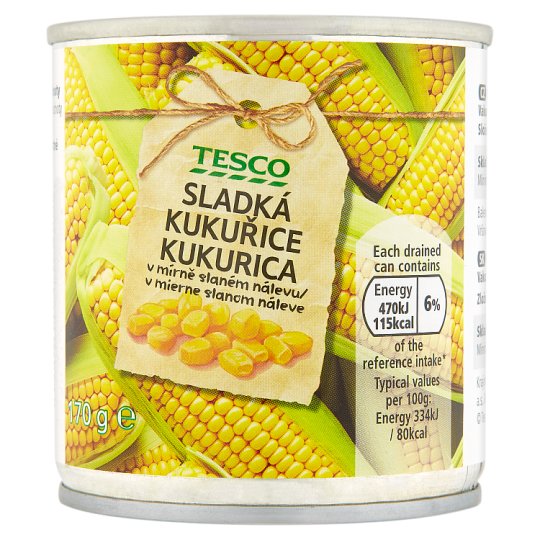 Tesco Sweet Corn Slightly in Brine 170 g