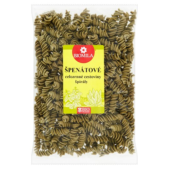 Biomila Špenátové celozrnné cestoviny špirály 300 g