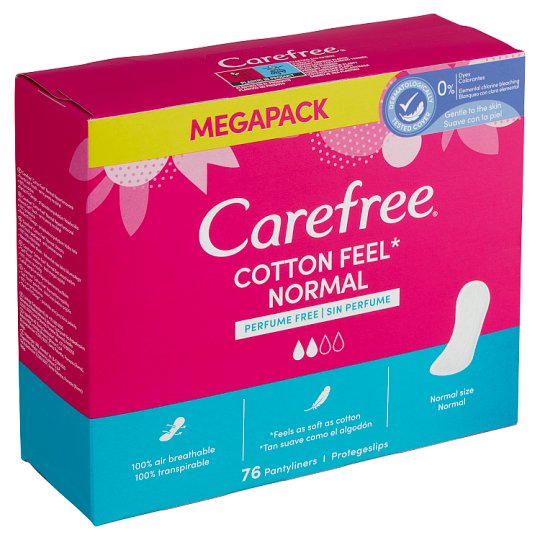 Carefree Cotton Feel Normal slipové vložky neparfumované 76 ks