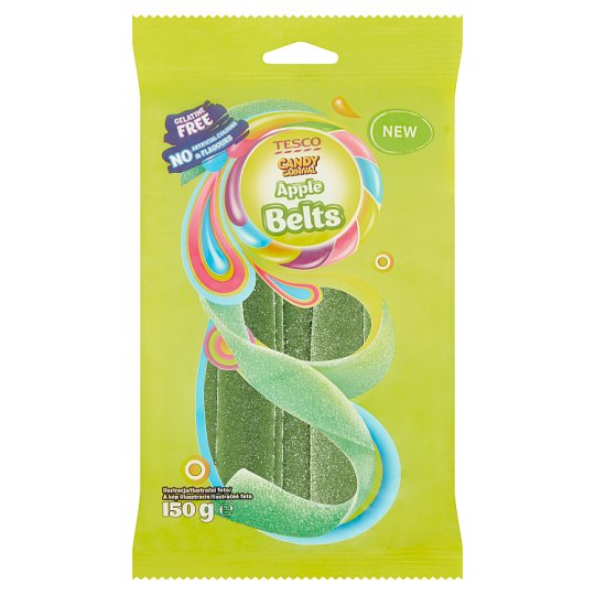 Tesco Candy Carnival Apple Belts Jelly Candies with Fruit Flavour 150 g