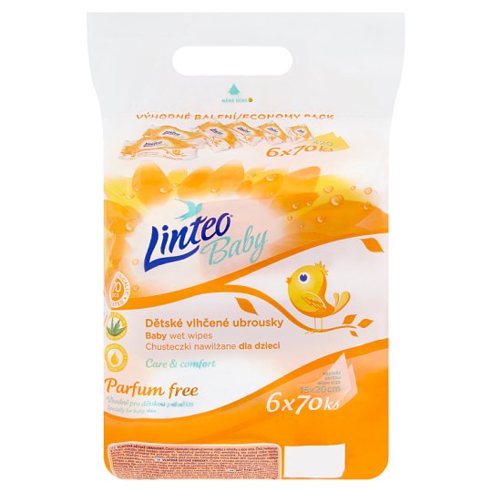 Linteo Baby Vlhčené detské obrúsky 6 x 70 ks